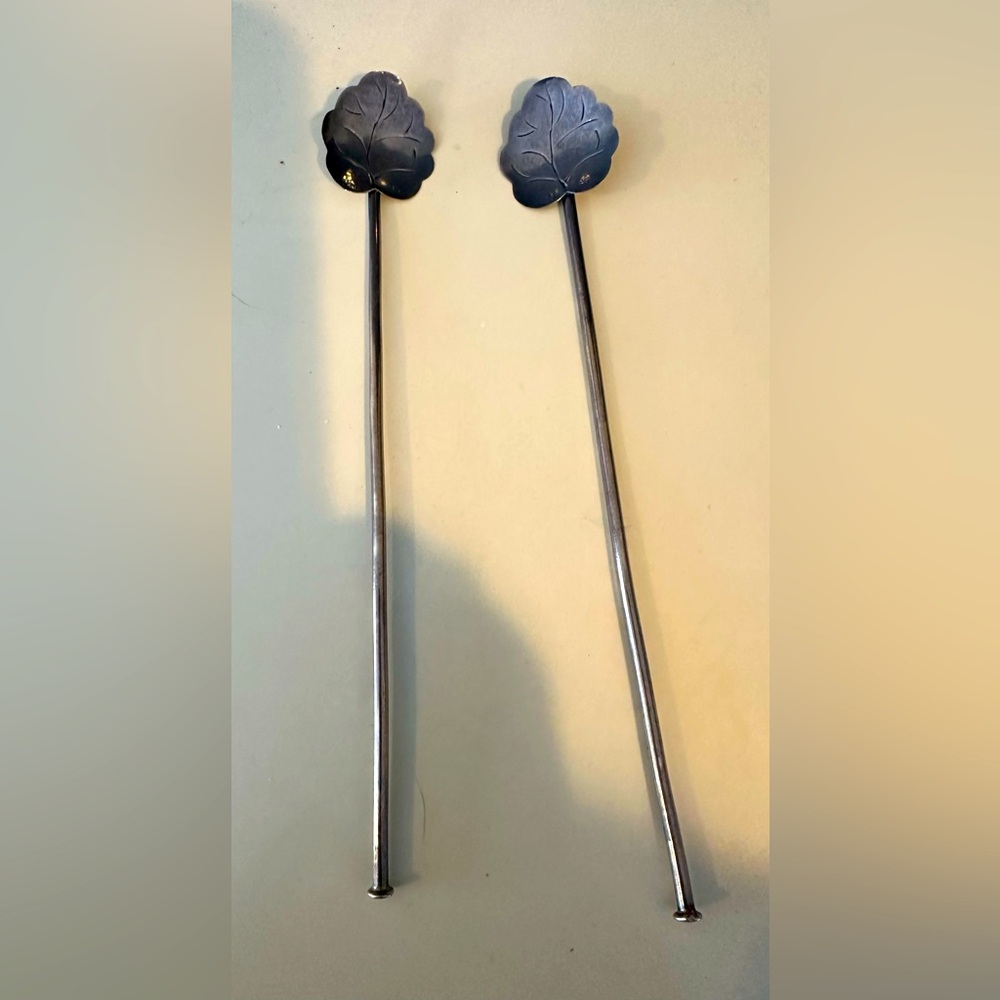 MCM Artisan Sterling Silver 925 Iced Tea Sipper 2 Straw Stirrers Set Cuernavaca